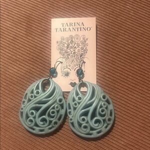 EUC Y2K Tarina Tarantino Carved Lucite with Swarovski Crystal Beads